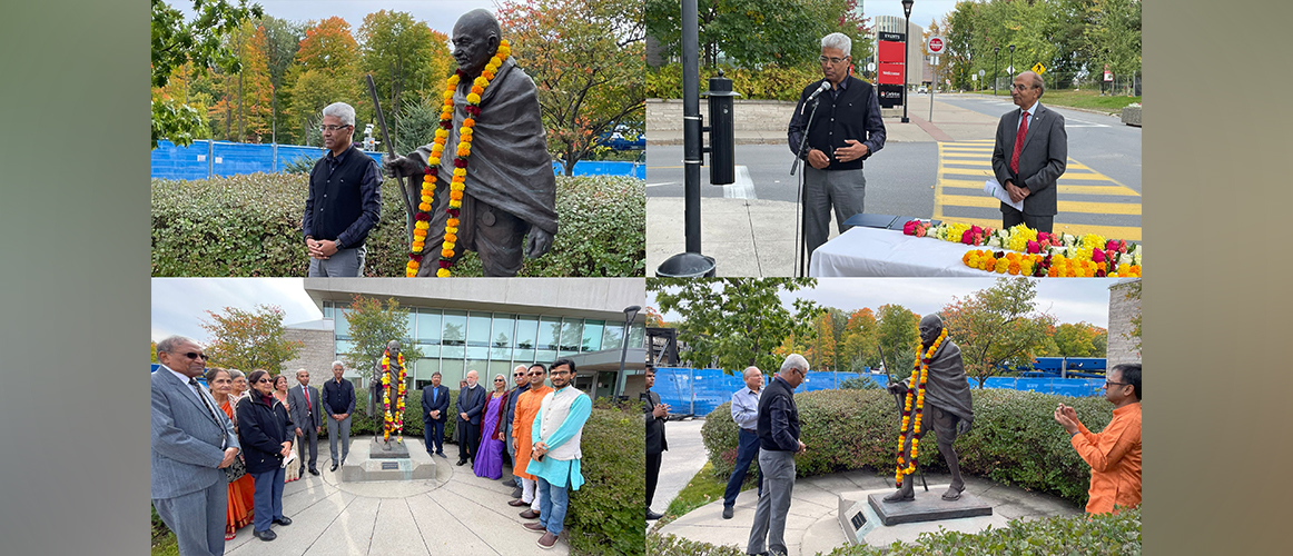  Gandhi Jayanti 2022: Acting High Commissioner Mr. Manish paid homage to Gandhiji at his statue at Carleton University.